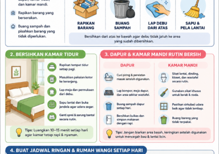 Ikuti tutorial membersihkan rumah agar selalu rapi, wangi, dan nyaman setiap hari dengan langkah praktis yang mudah diterapkan.
