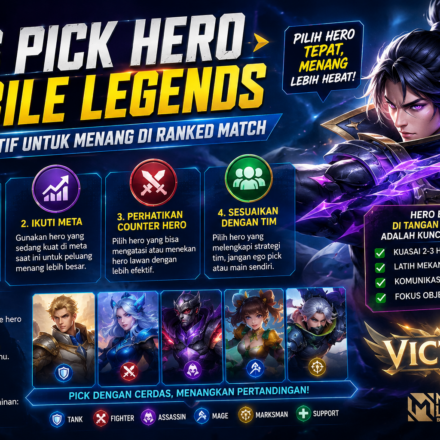 Tips pick hero Mobile Legends yang efektif untuk menang di Ranked Match, mulai dari role, meta, counter hero, hingga komposisi tim agar push rank lebih stabil.